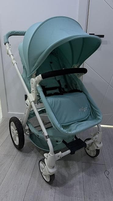 Детская коляска Mige 2-в-1 (прогулочный блок и люлька), бирюзовый