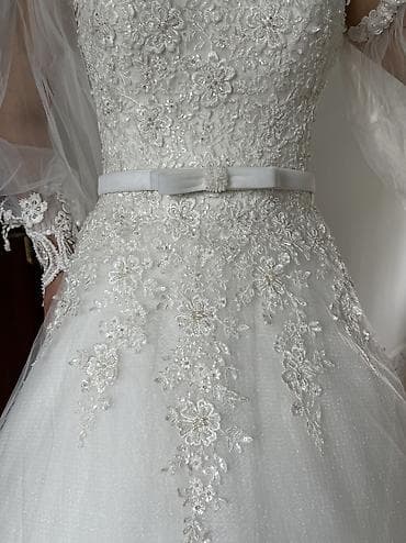 итальянские платья: Свадебное платье силуэта принцесса (A-line/ball gown) в классическом — 9