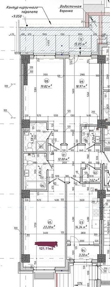 3 комнаты, 121 м², Элитка, 3 этаж, ПСО (под самоотделку)