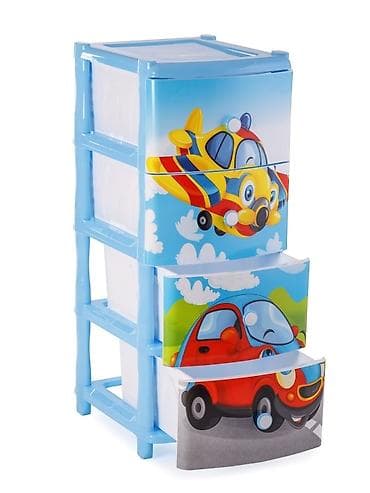 Комод пластиковый детский "Самолет" elf-440, 4-х секционный с