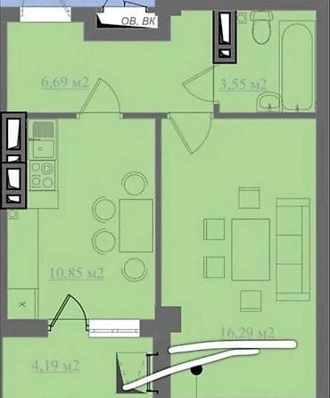 discovery studio: 1 комната, 42 м², Технопарк Элитка, 10 этаж, Евроремонт — 5