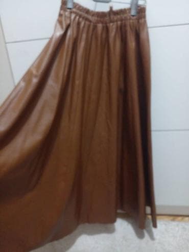 шорты кожаные: Юбка, Модель юбки: Трапеция, Миди, По талии — 1