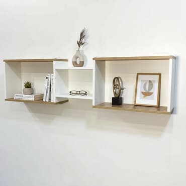 настенные полочки: Полка навесная P002 (Белый / Дуб) Настенная полка, универсальная – — 1