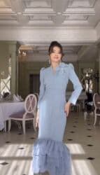 коктейльное платье синего цвета: Производство Турция 🇹🇷 Ткань: Креп Размер: 38 (+6) ; Наш 42-44 — 1