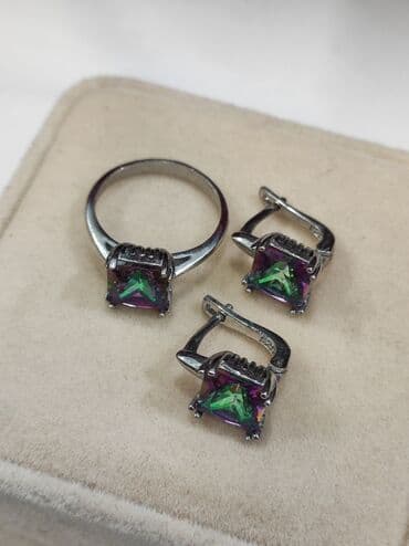 набор пандора: Серебряный Комплект с камнями Мистик Серебро 925 пробы Размеры — 12