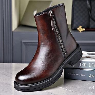 Кожаные мужские сапоги с мехом. Производство: фабричный Китай