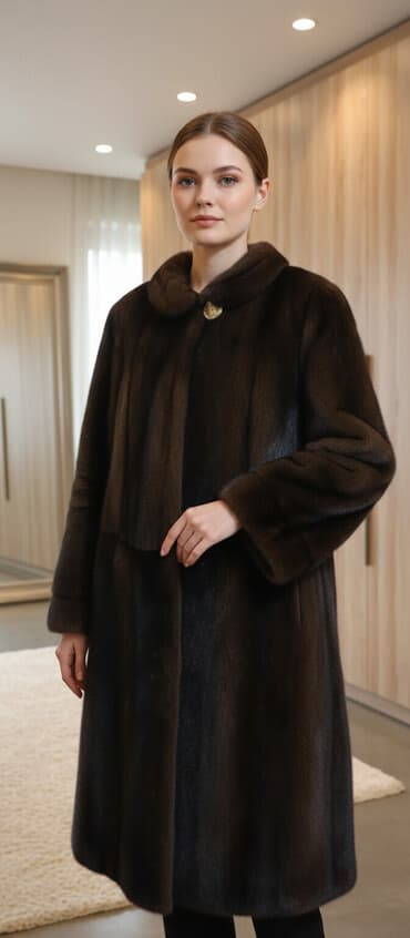 домашние одежды: Шуба, Норка, По колено, 5XL — 2