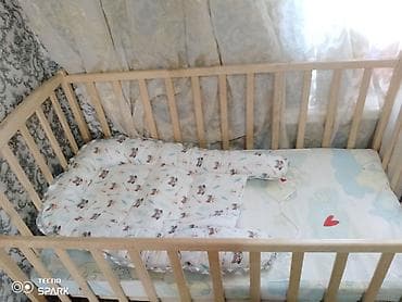 2 в 1: Детская деревянная кроватка + матрас и кокон-гнездо - Материал — 2