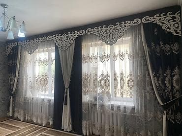 string art: Элегантные шторы, состоящие из плотных портьер тёмного цвета и — 2