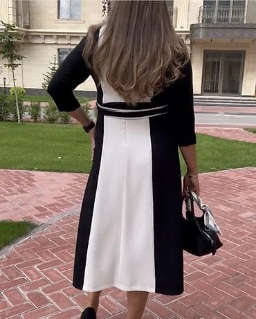 Юбки: Повседневное платье, Турция, Осень-весна, Трикотаж, Прямое, XL — 4