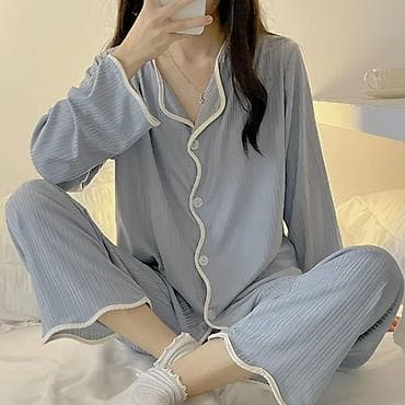 беруши для сна: Домашняя пижама женская, комплект из 2 предметов - Фасон: рубашка на — 4