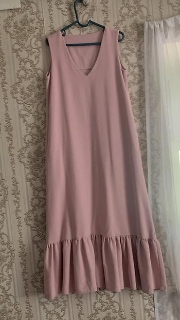 платье юникло: Повседневное платье, Made in KG, Осень-весна, Длинная модель, Сарафан, XS, S, M — 2