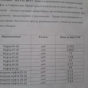 Инструменты: Муфты соединительные для арматуры (резьбовое соединение) Назначение — 2