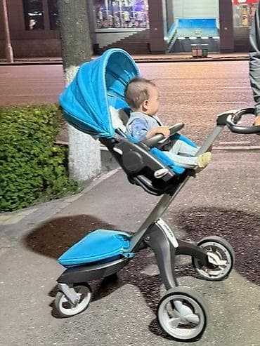 Детский мир: Коляска, Stokke, цвет - Голубой, Б/у, Самовывоз — 4