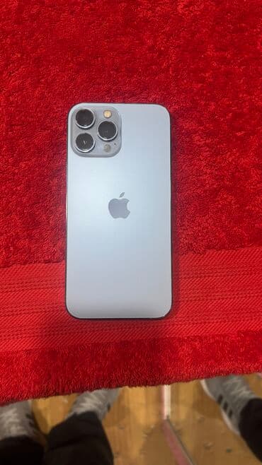 IPhone 13 Pro Max, Б/у, 128 ГБ, Голубой, Защитное стекло, 77 %