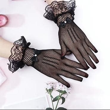 Ажурные женские перчатки-сеточка, черные - Материал: эластичная сетка