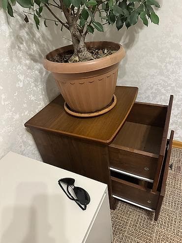 узкие прикроватные тумбочки: Тумбочка прикроватная с двумя выдвижными ящиками. Б/У. Продаю дешево — 3