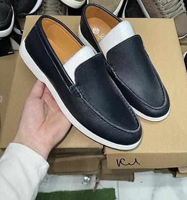 Мужские кожаные лоферы в повседневном стиле. - Цвет: темно-синий верх