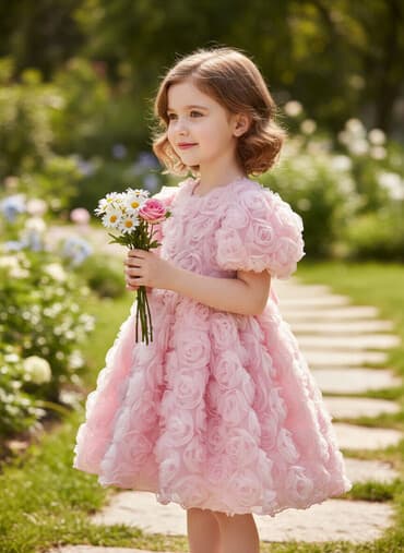 национальное платье для девочек: Детское платье, цвет - Розовый, Новый — 1