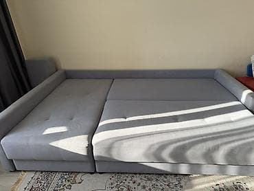 foldable table: Угловой раскладной диван 
Цвет: серо-голубой
Производство: Беларусь — 2