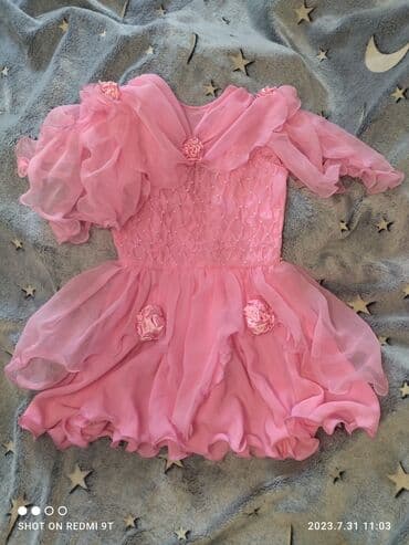 платье дордой: Детское платье, цвет - Розовый, Б/у — 2