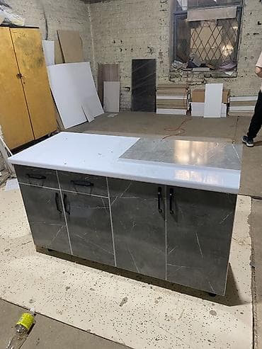 куплю бу мебель в бишкеке: Кухонный гарнитур, цвет - Серый, ДСП — 1