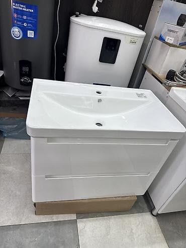 Эмерек гарнитурлары: Ванна үчүн тумба, Раковина менен, ЛДСП, түсү - Ак — 3