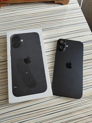 Уюлдук телефондор жана аксессуарлар: IPhone 16 Plus, Колдонулган, 256 ГБ, Кара, Каптама, Куту, 94 % — 1