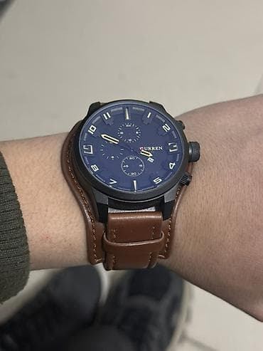 coros pace: Мужские наручные часы Curren с синим циферблатом и широким кожаным — 1