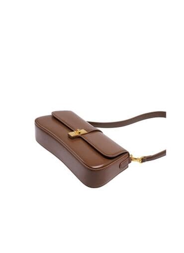 портфель для документов: Женская сумка на плечо/кросс-боди, коричневая - Формат: удлинённая — 4