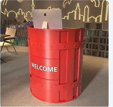 полки б у: Стойка ресепшн/информационная стойка в стиле «бочка» - Форма — 1