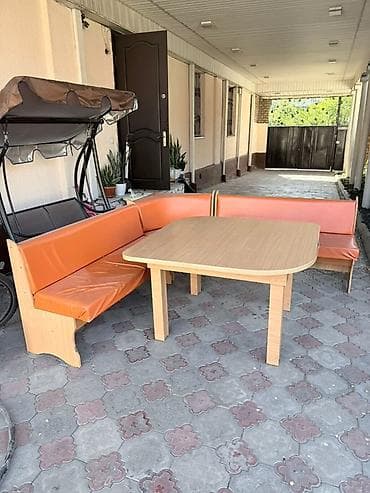 уголок обеденный: Кухонный мягкий уголок, ЛДСП, цвет - Оранжевый — 1