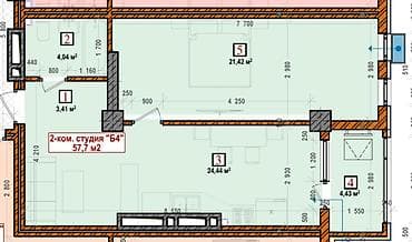 Недвижимость: 2 комнаты, 58 м², Элитка, 8 этаж, Готовая ПСО (под самоотделку) — 5