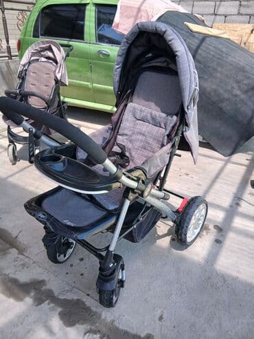 коляска продаю: Коляска, цвет - Черный, Б/у — 1