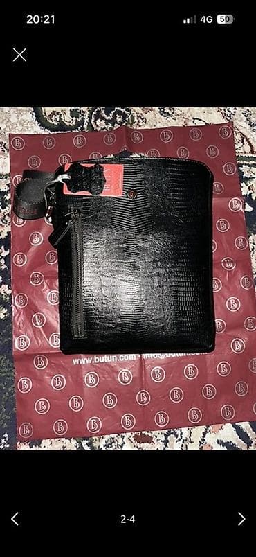 Барсетка, Butun, Материал: Натуральная кожа, Застежка на молнии, Оригинал, Регулируемый ремень, Новый