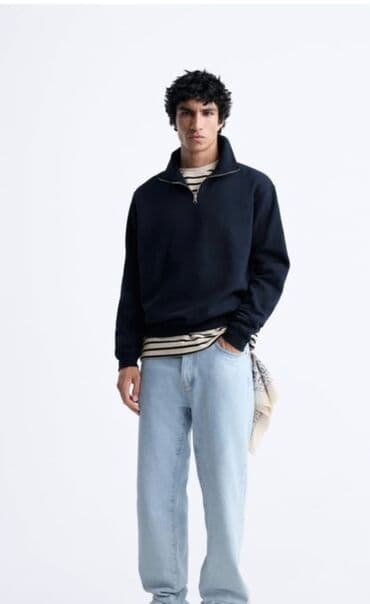 Мужской свитер, M, Zara, Б/у, цвет - Синий, Самовывоз