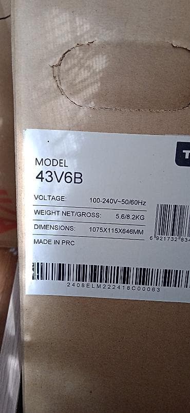 пульт ми тв: Телевизор TCL 43V6B, диагональ 43" - Серия/модель: 43V6B (маркировка — 2