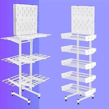 Торговое оборудование: Стеллаж Дисплей торговый напольный, Дисплей перфорированный с — 10
