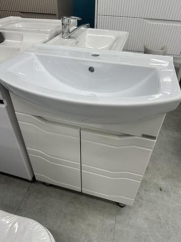 Тумба для ванны, С раковиной, Другой материал, цвет - Белый