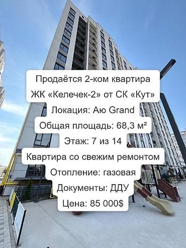 Квартиры: 2 комнаты, 68 м², АЮ Гранд Элитка, 7 этаж, Евроремонт — 1