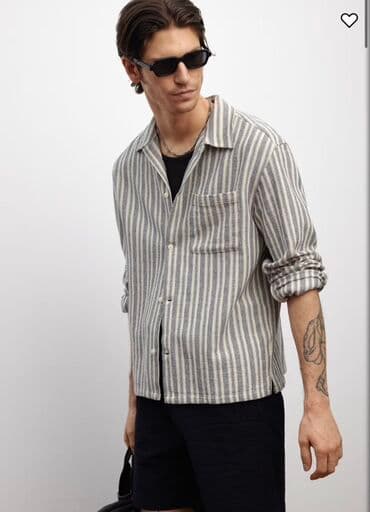 Мужская рубашка, L, XL, H&M, Новый, цвет - Серый