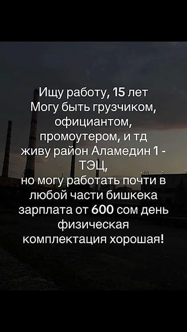 помощник официанта: Услуги: грузчик / официант / промоутер - Возраст: 15 лет - Локация — 1