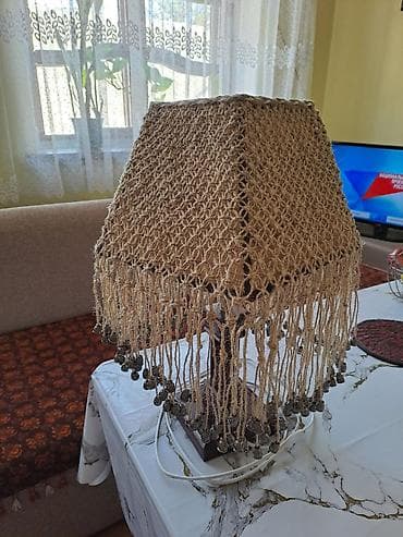 куплю лампы: Настольная лампа с вязаным абажуром в стиле бохо/рустик. - Абажур — 1