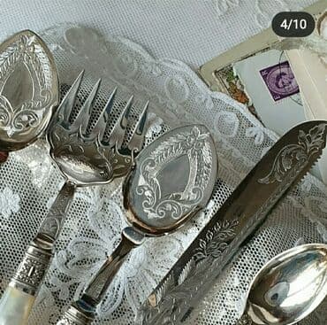 из серебра: Продаю шикарный антикварный комплект приборов для сервировки стола — 5