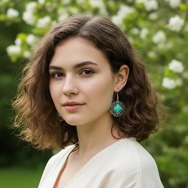 Новые сережки из гипоаллергенного сплава с говлитом, тонированным под