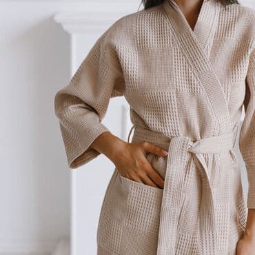 домашние халаты больших размеров: Халат, Вафли кездеме, 6XL, 2XL, XS — 1