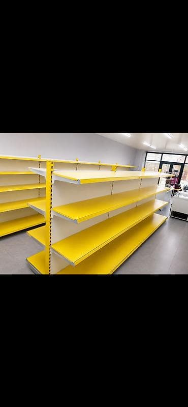 весы большие: Продаются торговые стеллажи (полки) для магазина. Цвет — ярко-жёлтый — 1