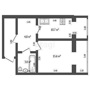 обмен квартиры: 1 комната, 34 м², Индивидуалка, 3 этаж, Евроремонт — 10