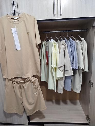 платья комбинация: Костюм с шортами, Футболка, Корея, Хлопок — 3