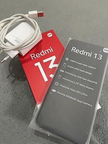 Redmi, Redmi 13, Новый, 128 ГБ, цвет - Черный, 2 SIM
